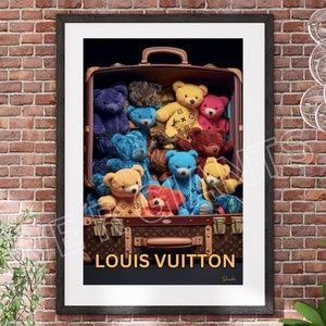 LOUIS VUITTON TRUNK ART TEDDY BEARS PRINT 11X17 BY THE ARTIST DENARDAI